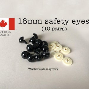 18mm Black safety eyes - 10 pairs, eyes for stuffed toys and animals, animal eyes, doll eyes, plastic eyes