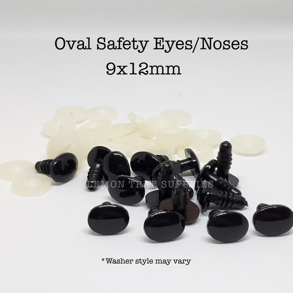 9x12mm Oval safety nose/eyes, Plastic eyes for stuffed animals, amigurumi, teddy bears, plush toys eyes, DIY dolls supplies