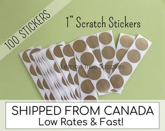 Scratch Off Stickers|Scratch Stickers|1" Round Gold Scratch Off Stickers|Gold scratch stickers - 100 stickers