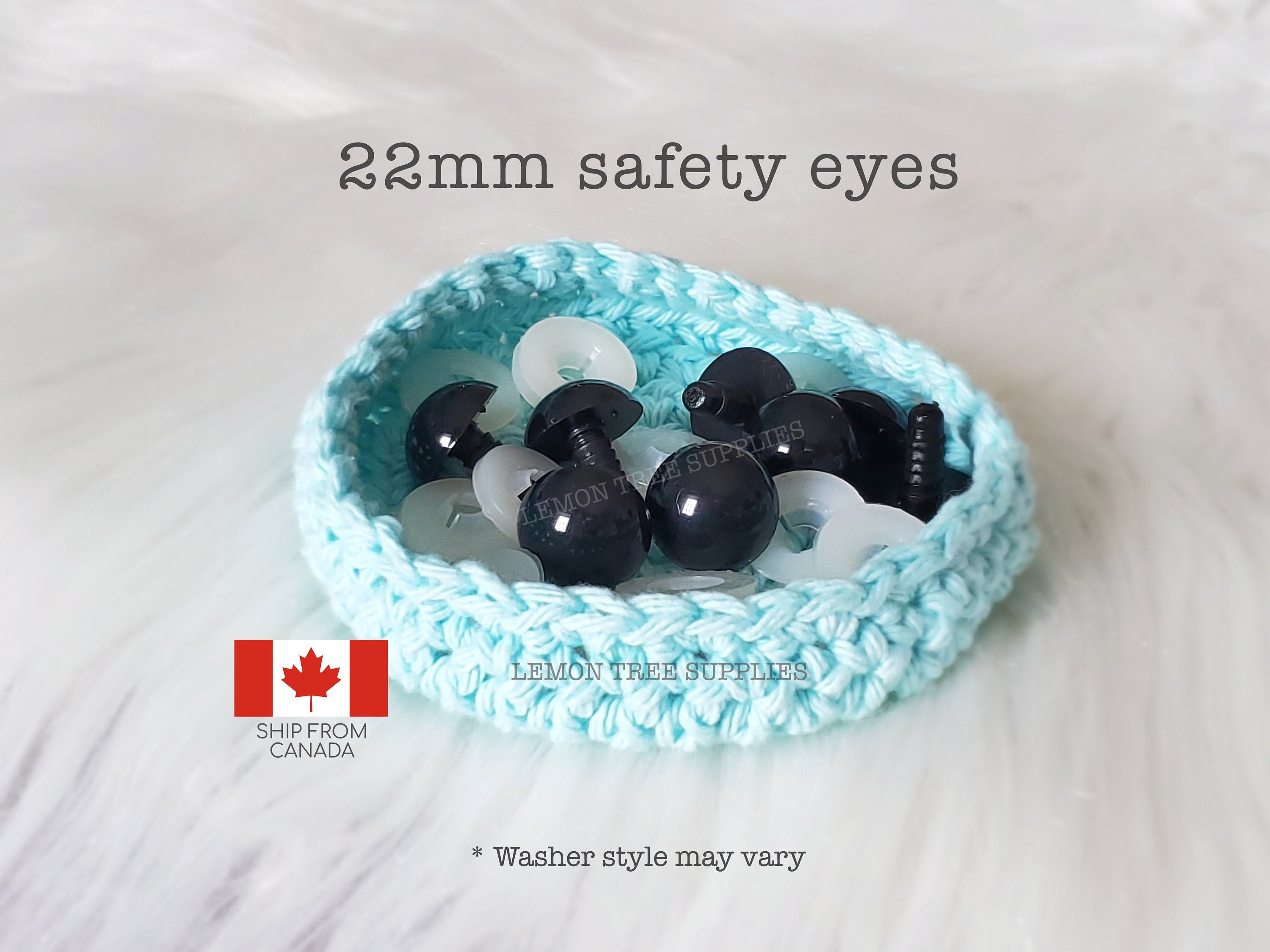 22mm Black Safety Eyes, Amigurumi Eyes for Stuffed Animals and