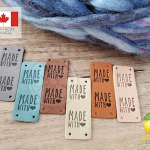Made with Love Labels Tags for Handmade Items Sewing Labels Faux Suede Fold Over Labels Handmade Labels for Crochet Sewing Knitting