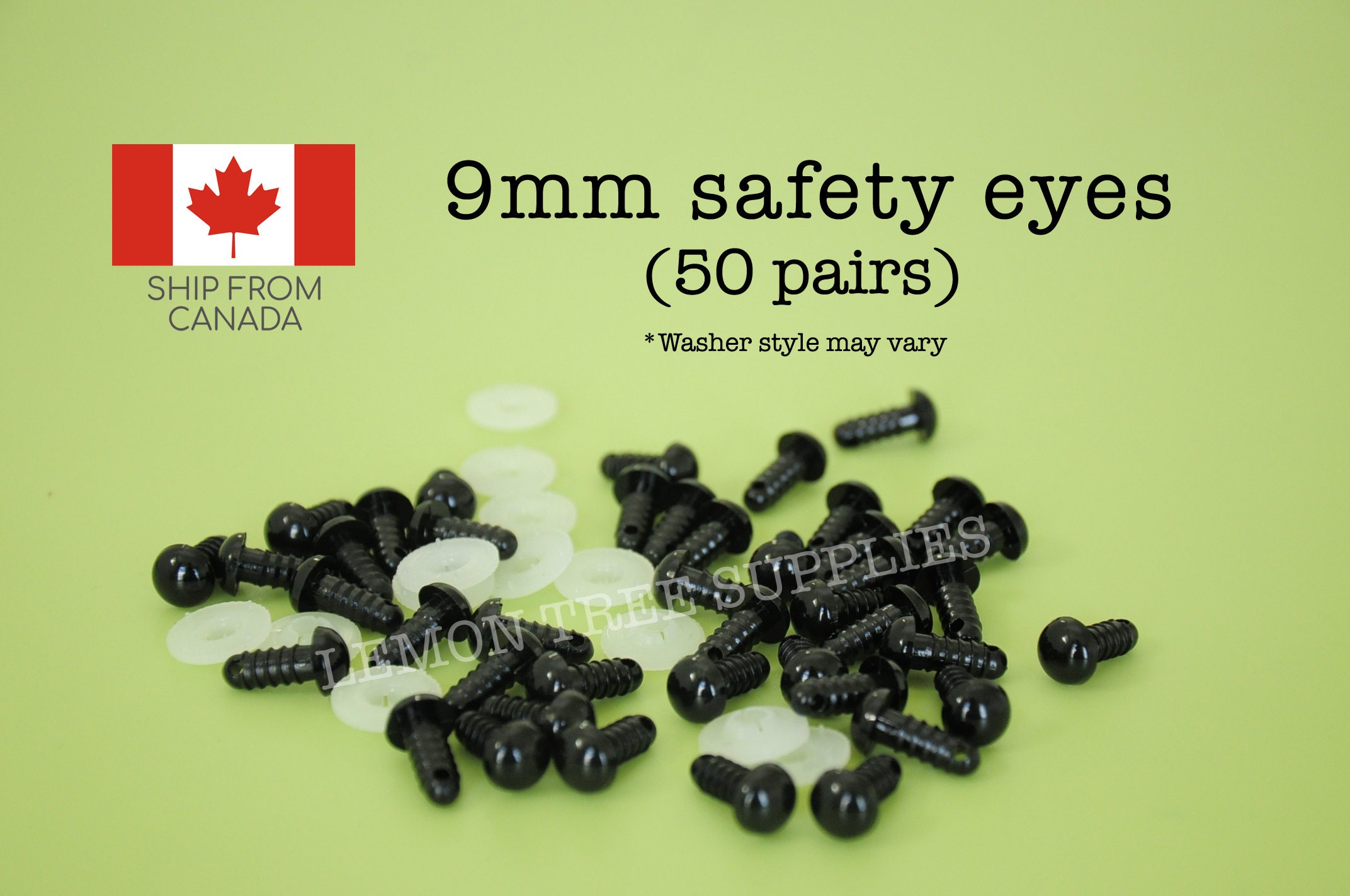 4mm Black Plastic Safety Eyes - 50 Pairs, Animal Eyes, Plastic Eyes