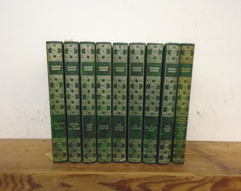 Set of 9 Graham Greene Vinyl covered books by Heron Books.