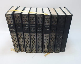 Set of 9 H.G. Wells Vinyl Bound Heron books