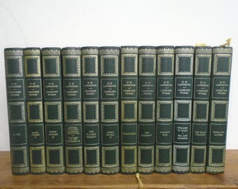 Set of 12 D.H. Lawrence Novels etc. Vinyl bound books published by Heron books
