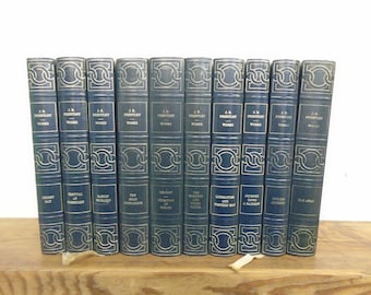 Set of 10 The Works of J.B. Priestley Vinyl covered books by Heron Books.