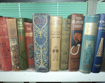 Set of 25 Vintage Books with Decorative or Pictorial Boards