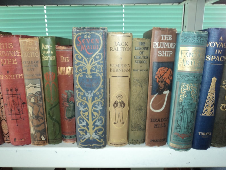 Set of 25 Vintage Books with Decorative or Pictorial Boards image 1