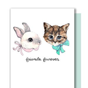 Amis Furever Bunny Kitten Amitié Meilleurs Amis Pour toujours Carte