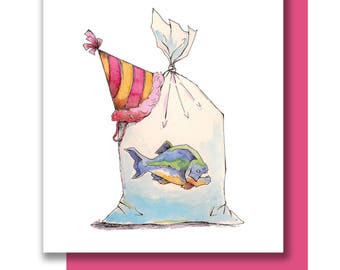 Party Piranha Card Happy Birthday Celebration Card