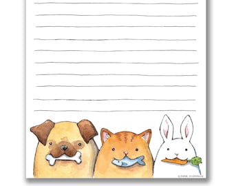 Snacks Dog Cat Bunny Grocery List Notepad Notes