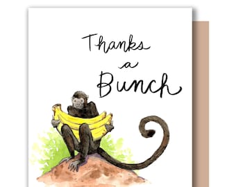 Thanks A Bunch Monkey And Bananas Thank You Card