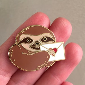 Sloth Mail Snail Mail Letter Hard Enamel Pin Gold Lapel Brooch