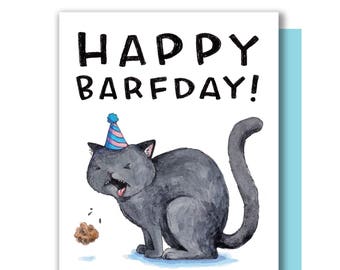 Happy Barfday Happy Birthday Cat Barf Card