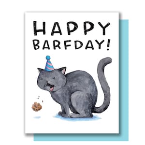 Carte Happy Barfday Joyeux anniversaire chat Barf