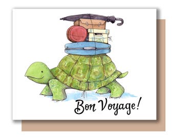 Bon Voyage Moving Turtle With Luggage Card