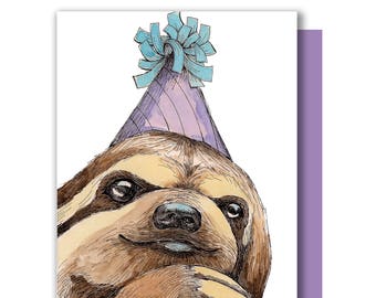 Party Sloth Happy Birthday Celebration Card