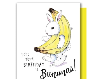 Bunanas Bunny Happy Birthday Banana Rabbit Card