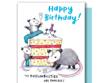Carte Possum joyeux anniversaire Opossum : les possibilités sont infinies