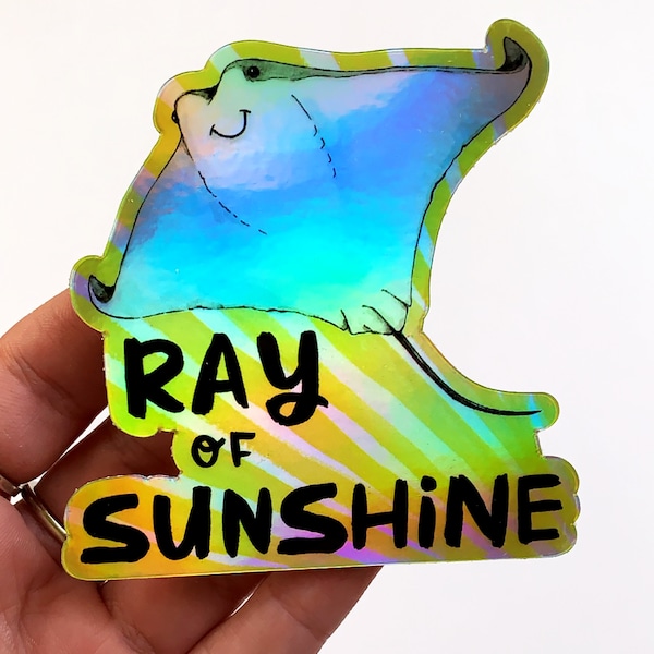 Holographic Vinyl Die Cut Ray Of Sunshine Sting Ray Durable Sticker Decal