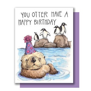 Carte Joyeux anniversaire Loutre, joyeux anniversaire