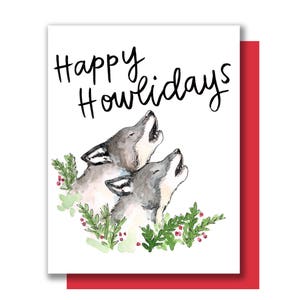 Feliz Natal Lobos Uivando Boas Festas Cartão de Natal Lobo