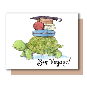 Bon Voyage Tortue en mouvement avec carte de bagages
