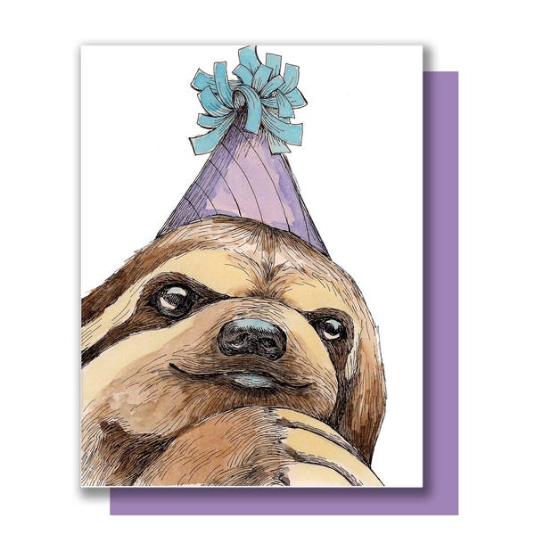Party Sloth Happy Birthday Celebration Card