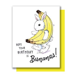 Cartão de feliz aniversário do coelho Bunanas Bunny Banana Rabbit