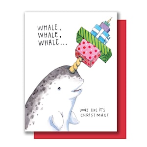 Merry Christmas Narwhal Whale Pun Happy Holidays Card