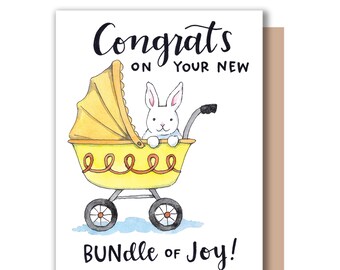 Félicitations pour votre nouveau paquet de joy bunny nouvelle carte bébé