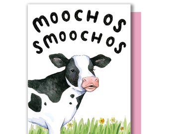 Cow Kisses Valentine Card | Moochos Smoochos Muchos Besos