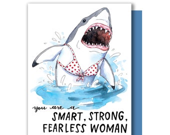 Smart Strong Fearless Woman Bikini Shark Friendship Love Card