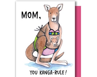 Kangaroo Mom Rules Happy Mother's Day Punny Mom Card