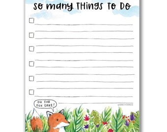 Fox Notepad For Fox Sake Checklist To Do List Notes