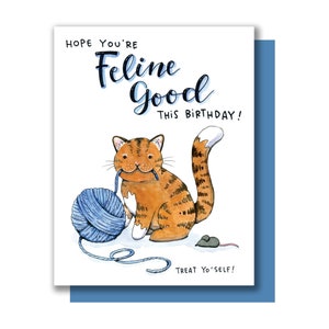 Tarjeta de feliz cumpleaños para gatos "Felino, date un capricho"