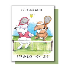 Así que me alegro de que seamos socios para la vida Tenis Valentine Aniversario Tarjeta de amor