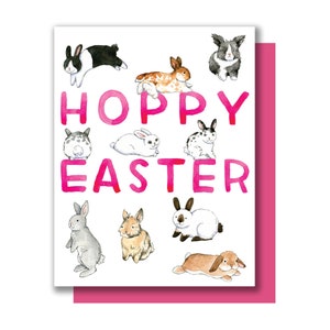 Cartão Hoppy Easter Cute Bunnies Feliz Páscoa