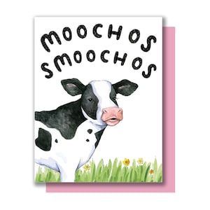 Moochos Smoochos Muchos Besos かわいい牛のキス バレンタイン ラブ カード