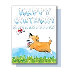 Mother Pupper Corgi Dog Puppy Happy Birthday Card