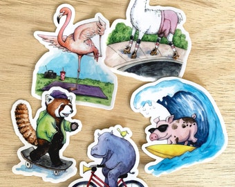 Active Animals Vinyl Sticker: Water Resistant Laptop Decal