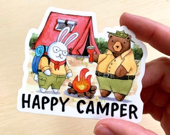 Happy Camper Camping Lover Sticker Vinyl Die Cut Stickers Decal