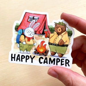 Happy Camper Camping Lover Sticker Vinyl Die Cut Stickers Decal