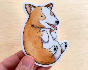 Playful Corgi Vinyl Sticker: Weatherproof Decal
