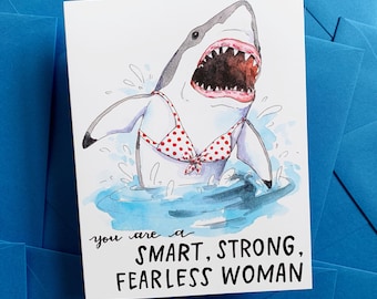 Smart Strong Fearless Woman Bikini Shark Friendship Love Card