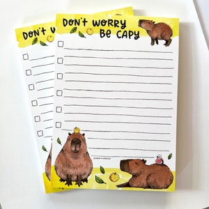 Don't Worry Be Capy Capybara Notepad Checklist Notes - Etsy