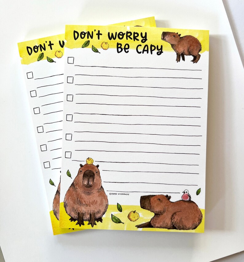 Don't Worry Be Capy Capybara Notepad Checklist Notes - Etsy