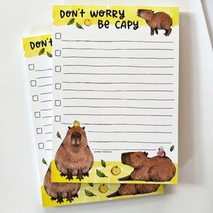 Don't Worry Be Capy Capybara Notepad Checklist Notes - Etsy