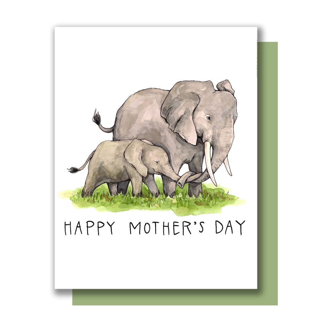 Happy Mother's Day Mom and Baby Elephant Mother's Day Card Etsy