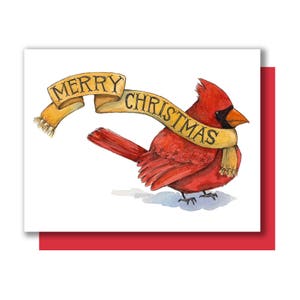Merry Christmas Holiday Kardinal Trägt Schal Weihnachtskarte